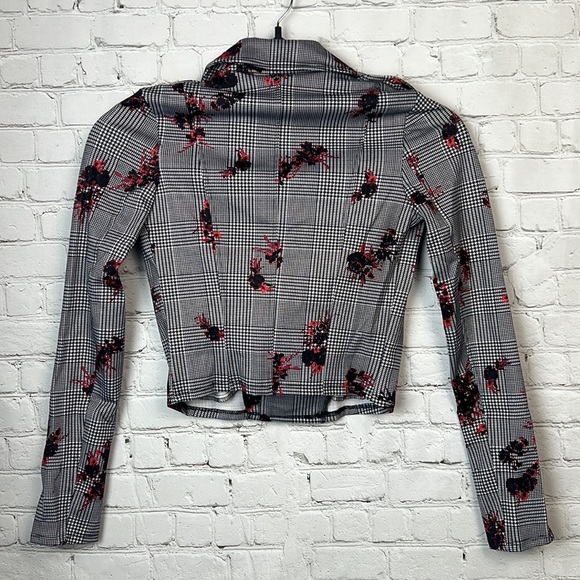 Material Girl Plaid Floral Zipper Jacket Juniors Size XS - Picture 2 of 5